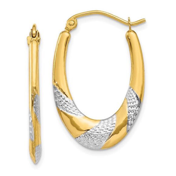 Black Bow Jewelry Co. Jewelry - Two-Tone Oval Hoop Earrings in 14k Yellow Gold and Rhodium